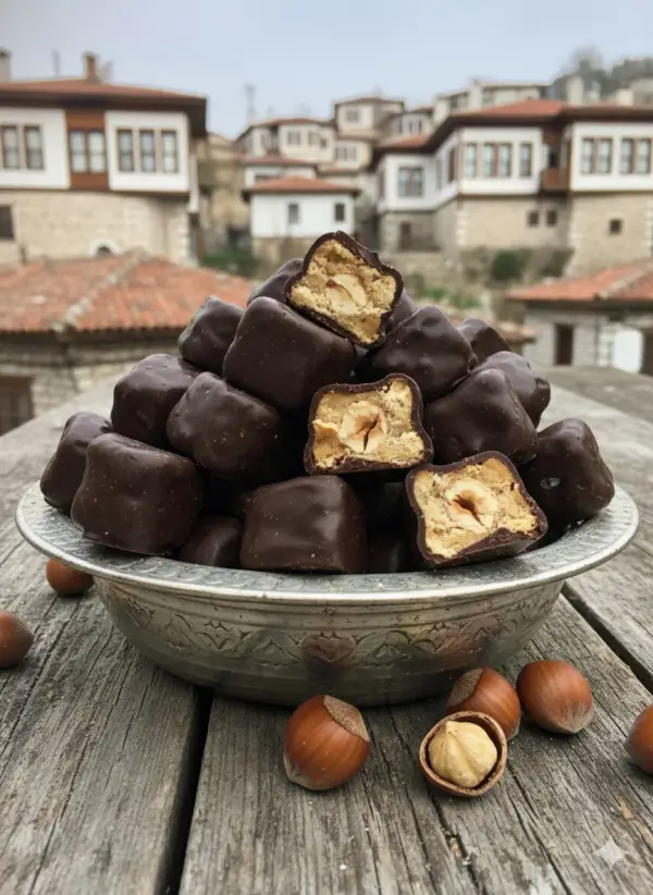 1 kg Çikolata Kaplı Çifte Kavrulmuş  Duble Fındıklı Lokum