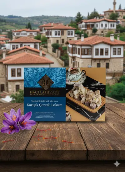 Net 400 gr Safranlı Çifte Kavrulmuş Narlı Karışık  Duble Antep Fıstıklı Lokum